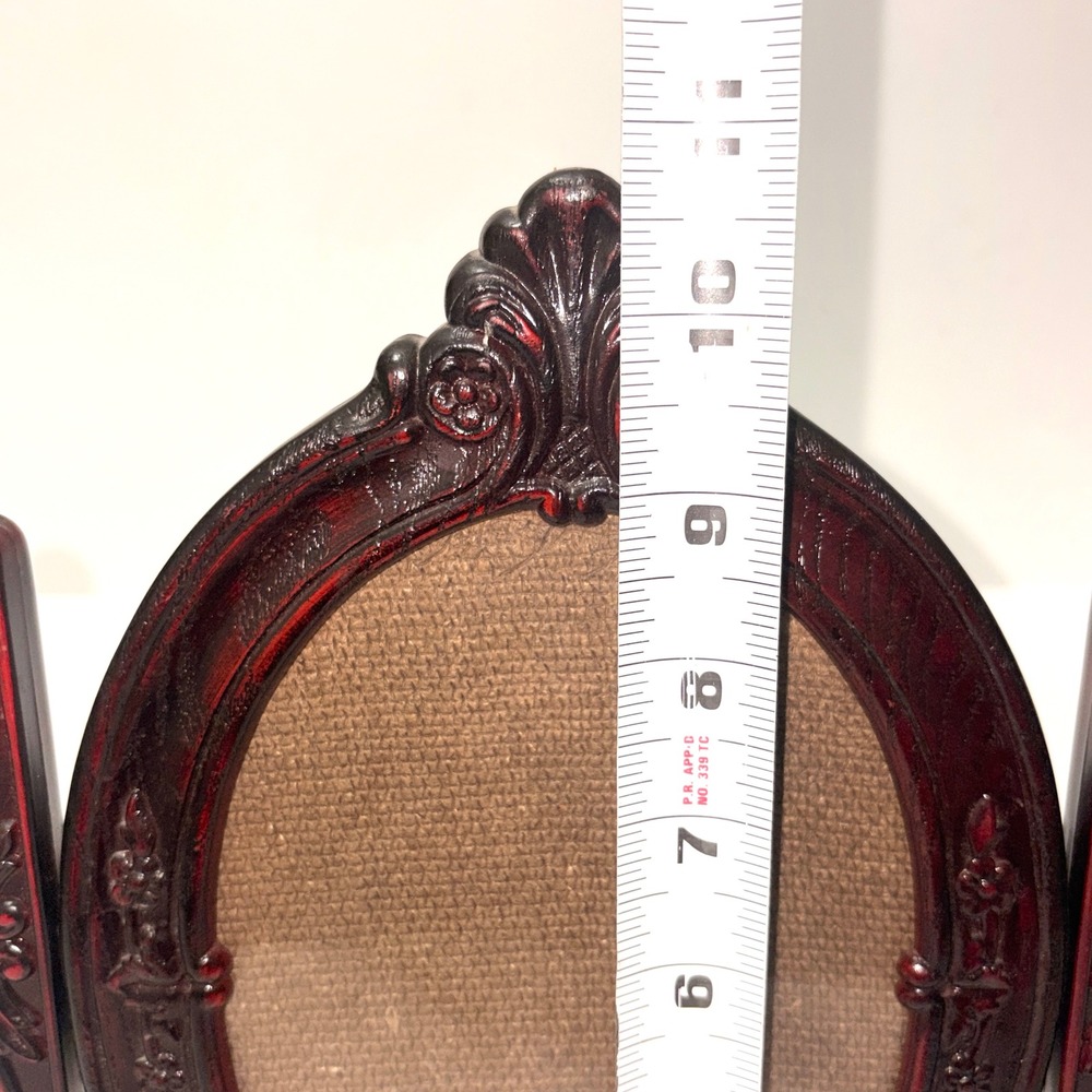 Vintage Ornate Oval Swivel Faux Wood Tilt Picture Frame 5" x 7" BRITISH~MCM - Picture 15 of 15
